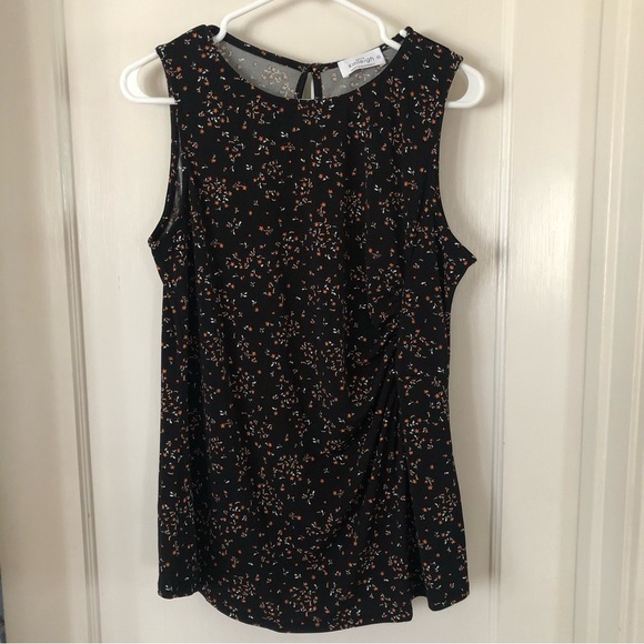 Kaileigh Tops - NWT Kaleigh Keyla Black jewel neck sleeveless ruching blouse size  XL